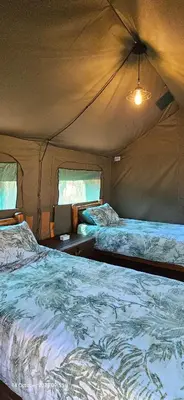 a bedroom with two beds in a tent at Kolope Lodge in Alldays