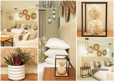 a collage of pictures of a room with a bed at Pumbaa Wildlife Park & Accommodation in Nelspruit