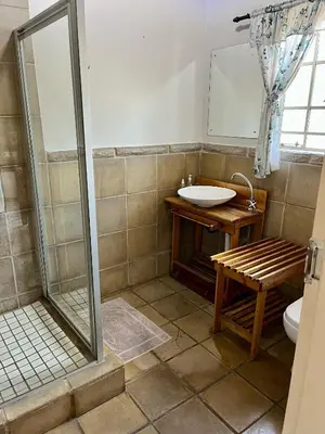 a bathroom with a sink and a shower at Euforia Guesthouse in Middelburg