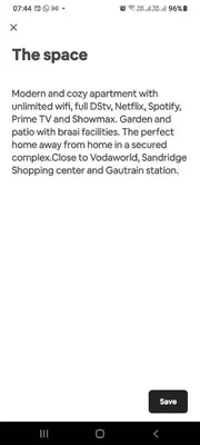 a screenshot of the space app on a cell phone at Midrand Ninth on Lever Shalom in Midrand