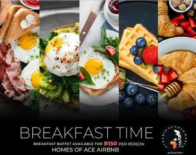 a collage of pictures of breakfast foods on a plate at Homes of Ace Executive in Pretoria