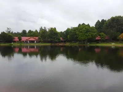a large body of water with houses in the background at Critchley Hackle - Tower rooms in Dullstroom