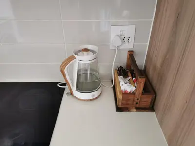 a blender sitting on a counter next to a wall at The Blyde Beach View in Pretoria