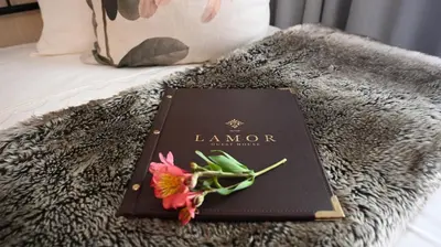 a book on a bed with a flower on it at LUXURY FAMILY EN-SUITE ROOM @ 4 STAR GUEST HOUSE in Middelburg