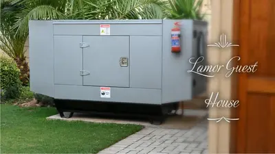 a blue dresser with a fire extinguisher on it at LUXURY FAMILY EN-SUITE ROOM @ 4 STAR GUEST HOUSE in Middelburg