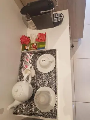 a bathroom with two white plates and a toilet at Menlyn Maine Trilogy Hotel in Pretoria