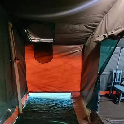 a view of the inside of a tent with water at Chosen Glamping Tents in Graskop