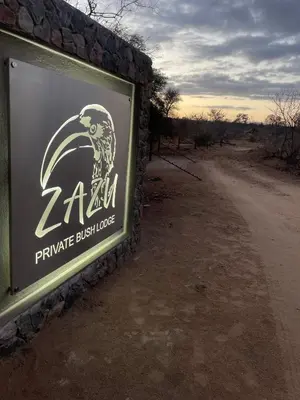 a sign for a zebra pharmacybush house on a dirt road at Zazu Private Bush Lodge, Formerly Masodini in Hoedspruit