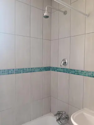 a bathroom with a shower with a tub and a sink at Private Room Chez Khanyi Homestays in Pretoria