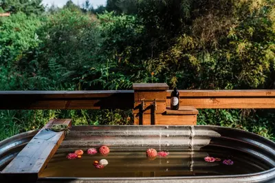 a hot tub with strawberries on top of it at Zwakala River Retreat in Haenertsburg