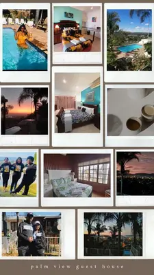 a collage of pictures of people in a pool at Palm View Guest House in Pretoria