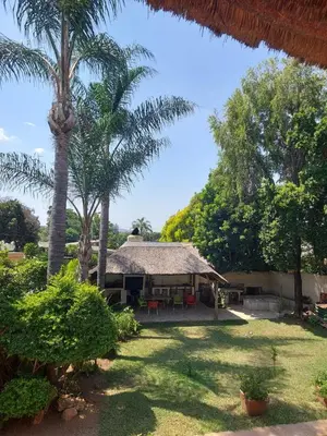 a house with a palm tree and a yard at Garrett B&B in Pretoria
