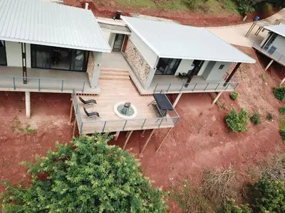 an aerial view of a house with a deck at Tshivhase Nature Reserve in Vhutandabos