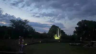 a night view of a park with lights in the grass at Soul Oasis Urban Retreat in Centurion