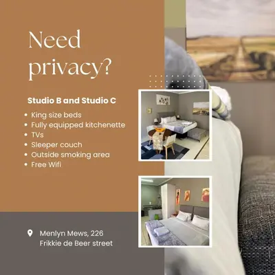 a collage of pictures of a need therapy room at Menlyn Mews Guesthouse in Pretoria