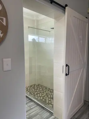 a door to a shower with a showerificialificialificialificialificialificialificialificial at 22 on Mirabel in Kempton Park