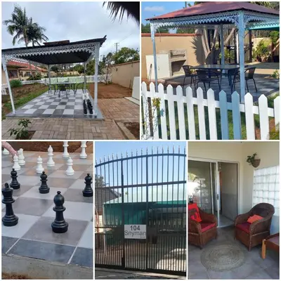 a collage of photos with a chess board and a gazebo at Beit-El BnB in Polokwane