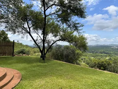 a tree sitting on top of a lush green field at Hazyview Accommodation, Bon Repose Cottages 3&4 in Hazyview