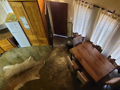 an overhead view of a room with a table and chairs at Hardekool Home Marloth Park in Marloth Park