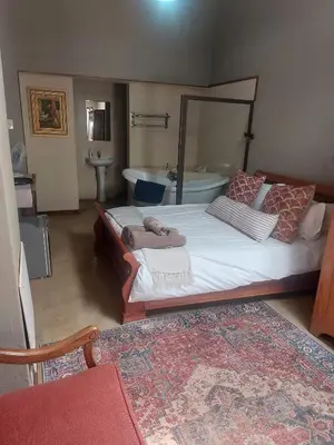 a bedroom with a bed with a tub and a mirror at Thandile Country Lodge in Bela-Bela