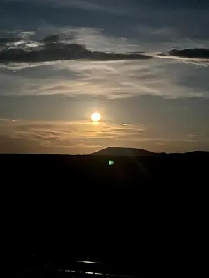 a sunset in a field with the sun in the sky at 211 Zebula in Mabula