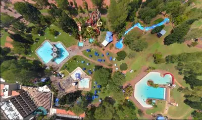an aerial view of a park with a swimming pool at Unit 24 Pendleberry Grove Holidays in Bela-Bela