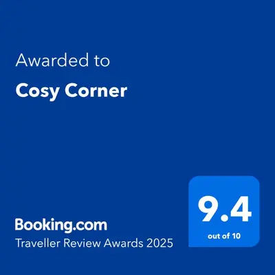 a blue screen with the text awarded to cosy corner at Cosy Corner in Kampersrus AH